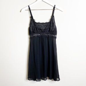Lisa's Folly Luxe Black Sheer Lace Mesh Chemise